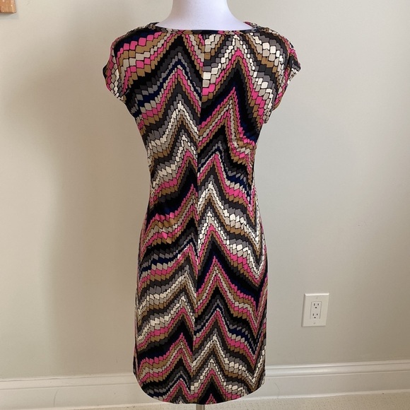 Trina Turk Multicolored Silk Blend Draped Neck Dress - Picture 2 of 7